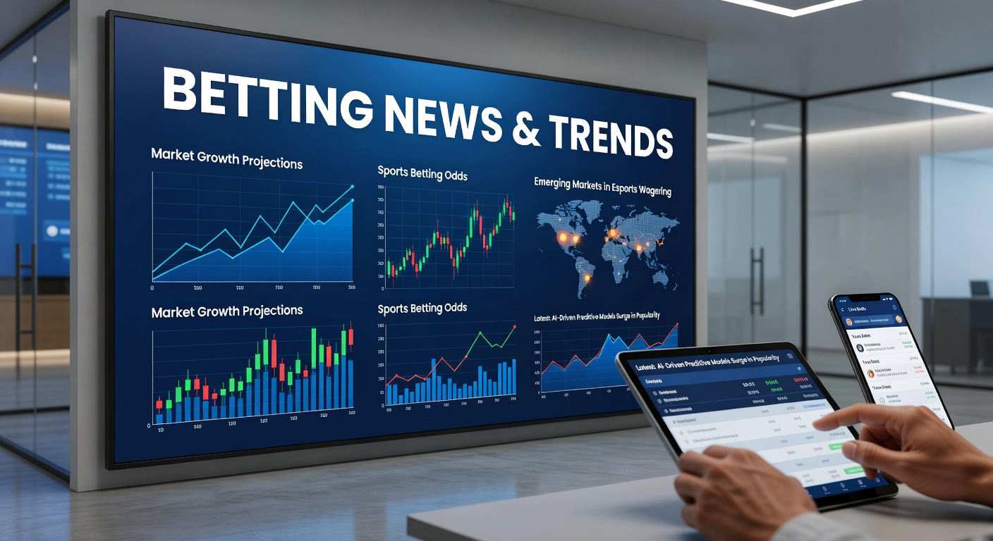 Digital display showing sports betting odds on a sportsbook app, with blurred stadium crowd in background