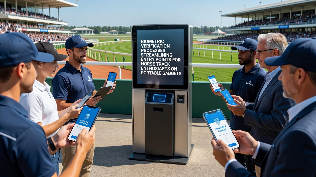 Smartphone displaying biometric verification interface for racetrack entry