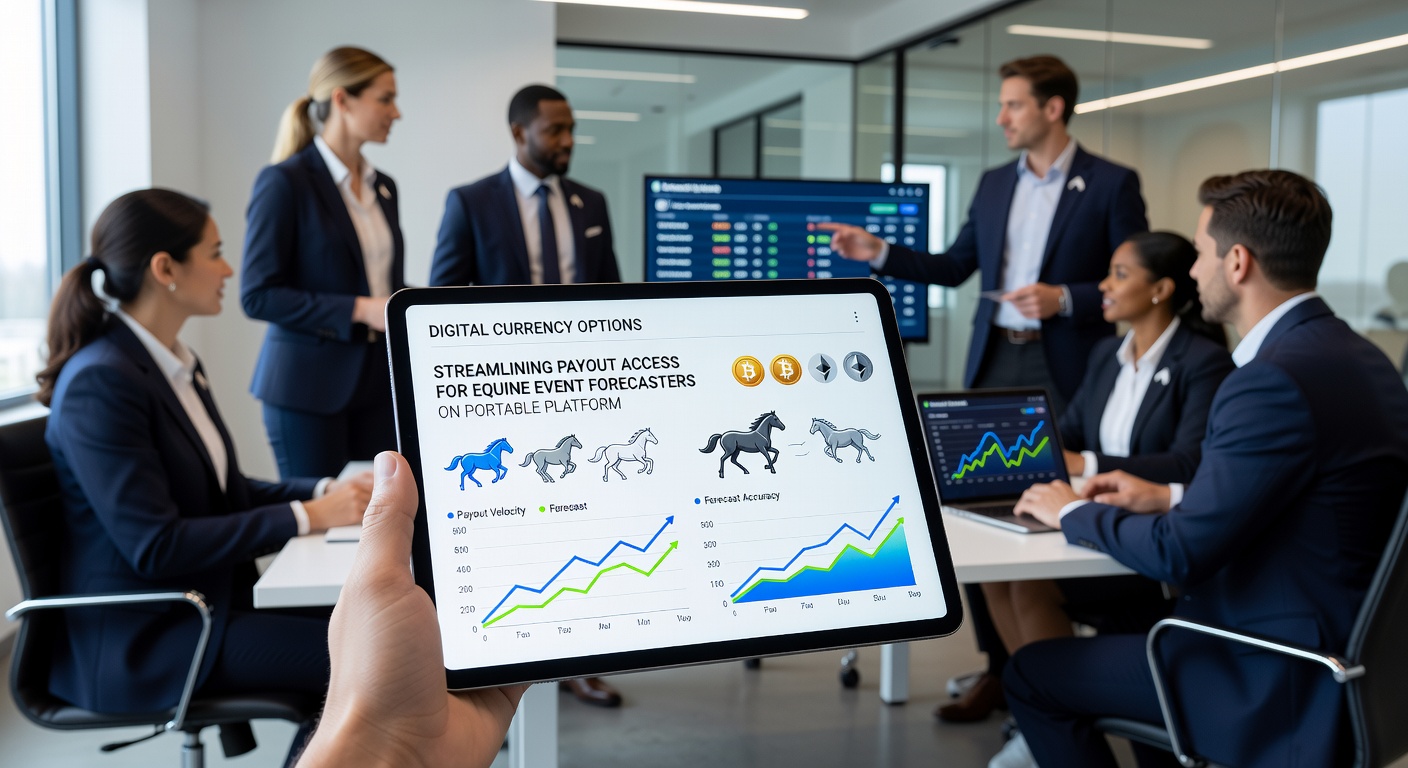 Equine forecasters reviewing digital payout confirmations on portable devices during an outdoor event