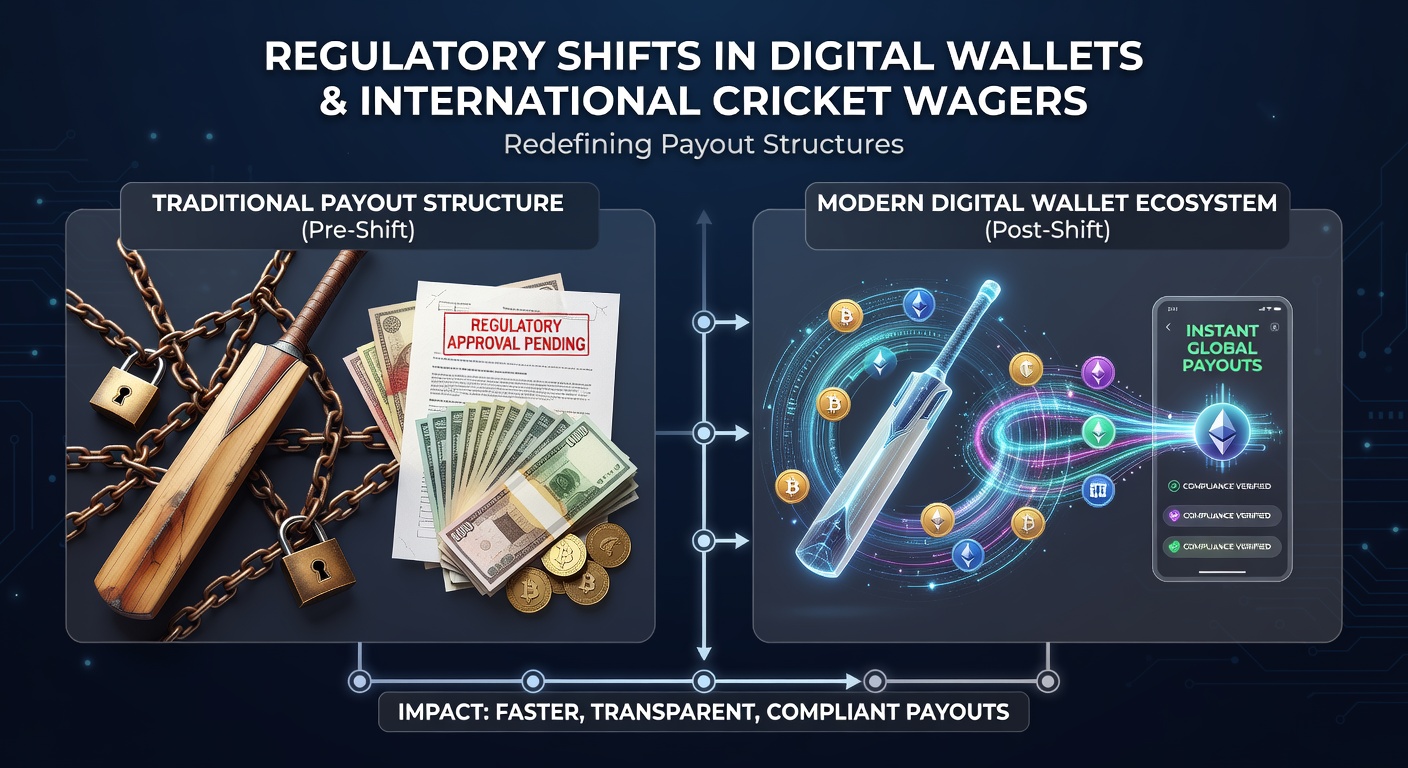 Digital wallet interface displaying international cricket wager settlement options and regulatory compliance indicators